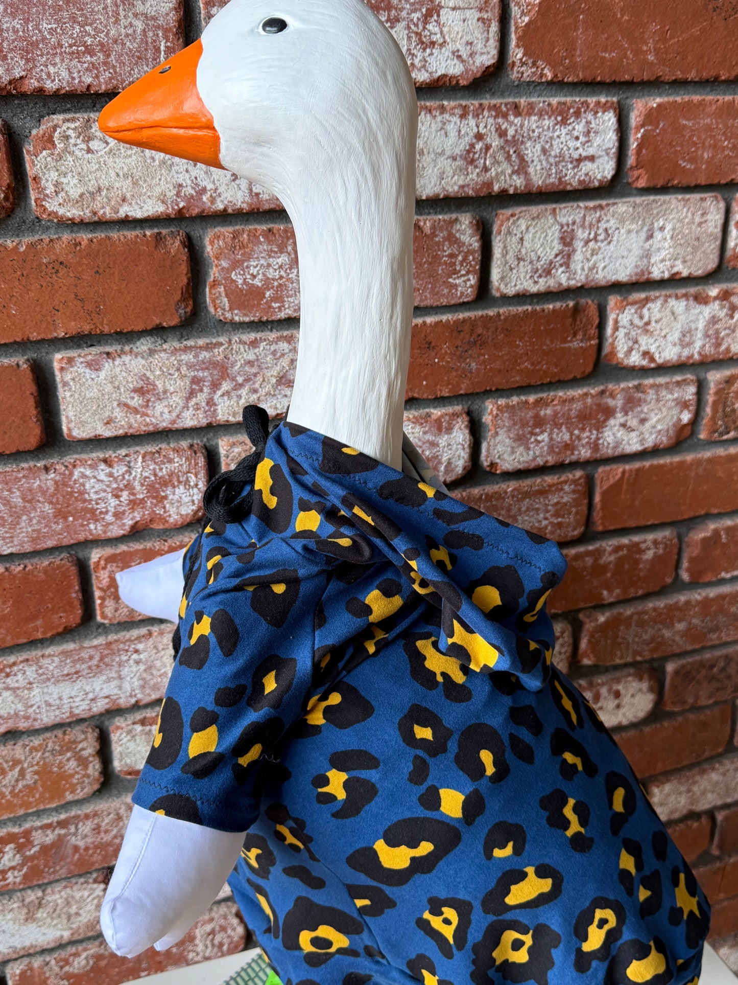 28" Goose Hoodie Cheetah Animal Print - Navy and Yellow