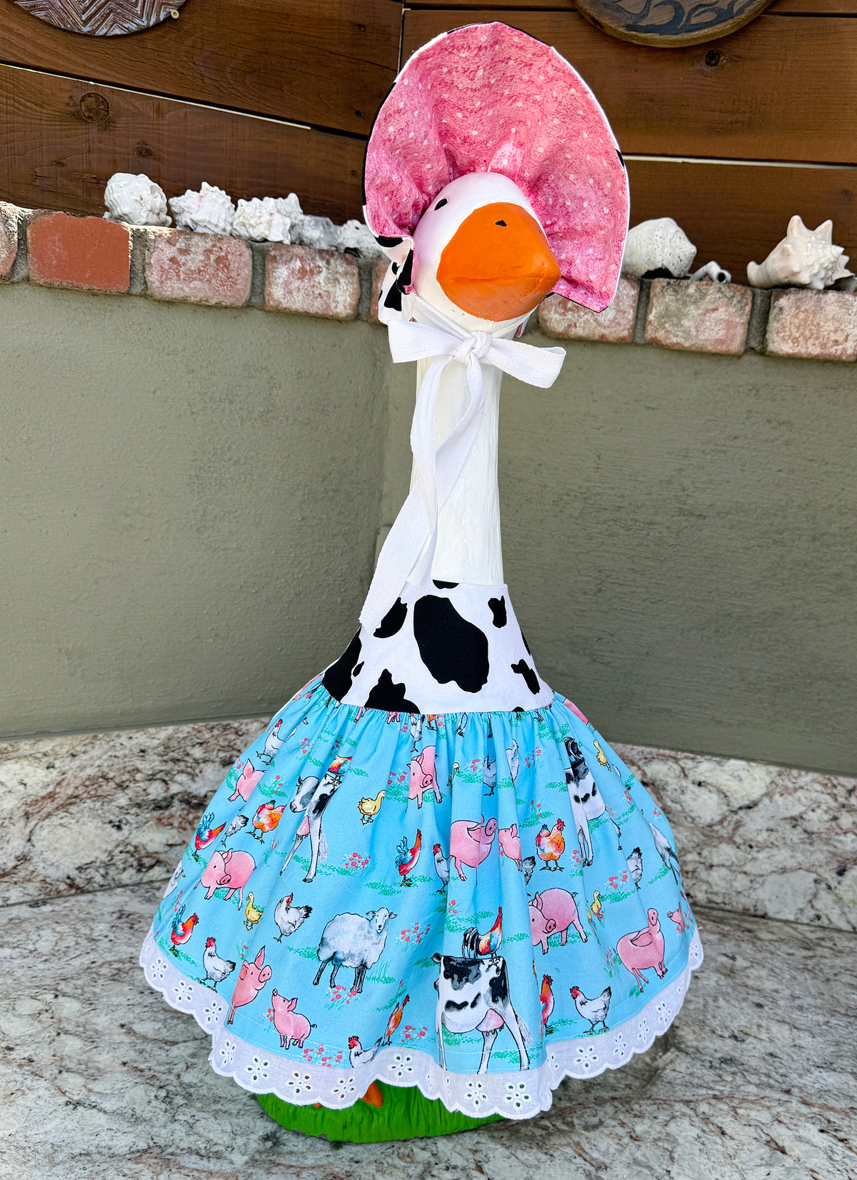 28” Cow and farm print dress- porch goose