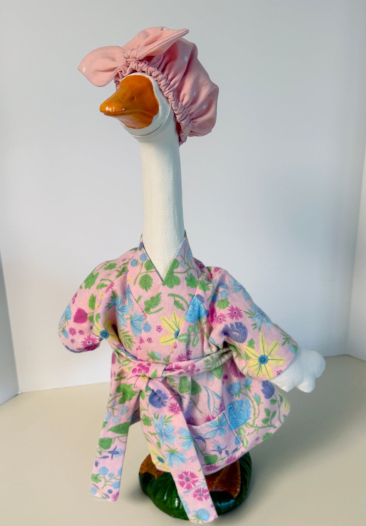23" pink flannel bathrobe Porch Goose