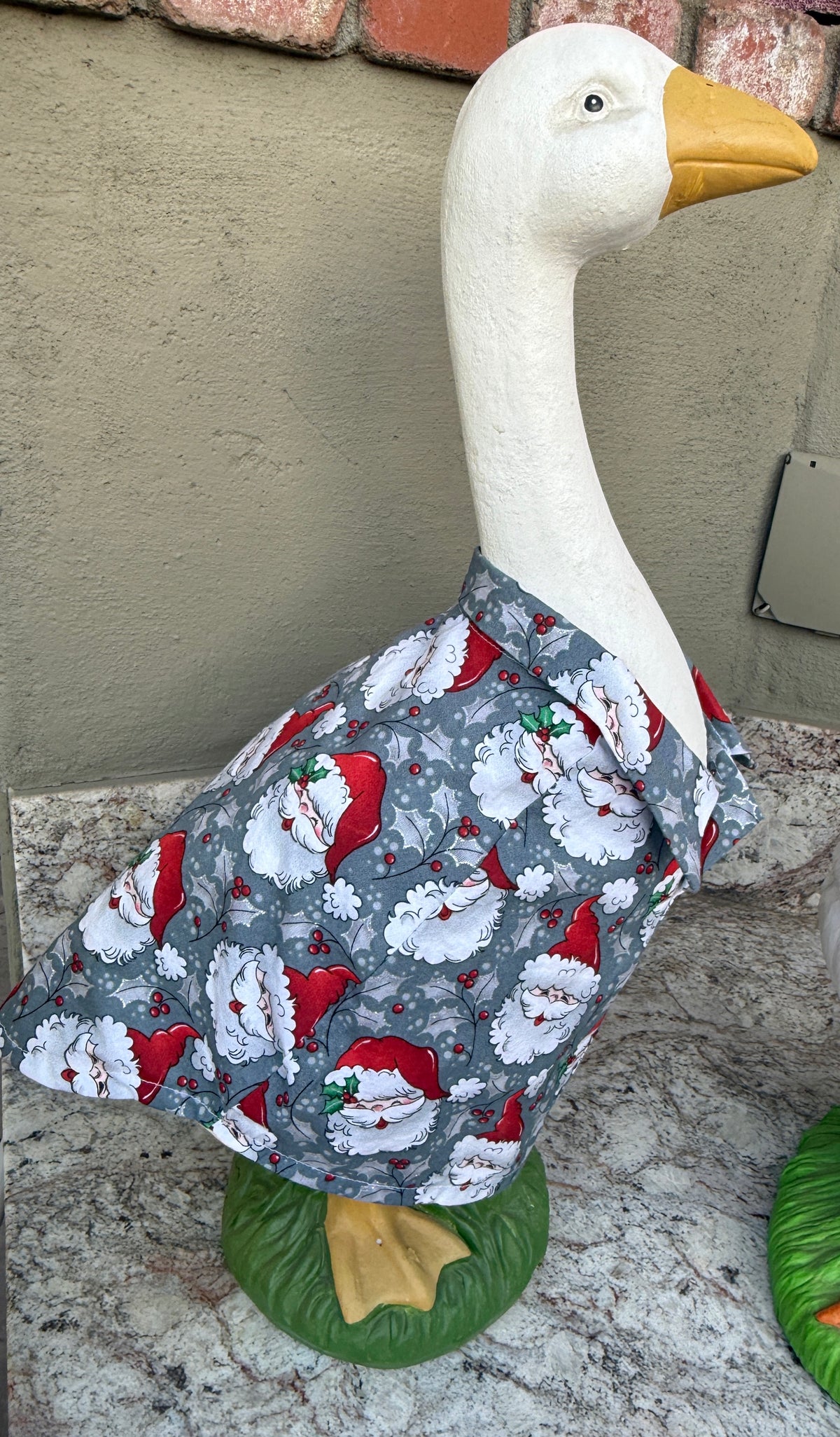 28” Santa collared shirt - porch goose
