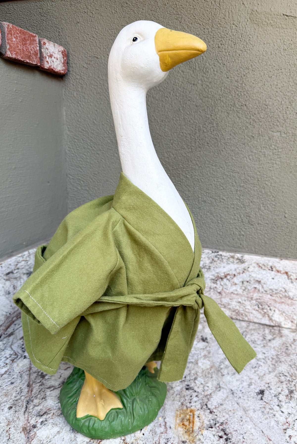 23" Green flannel bathrobe - Porch Goose