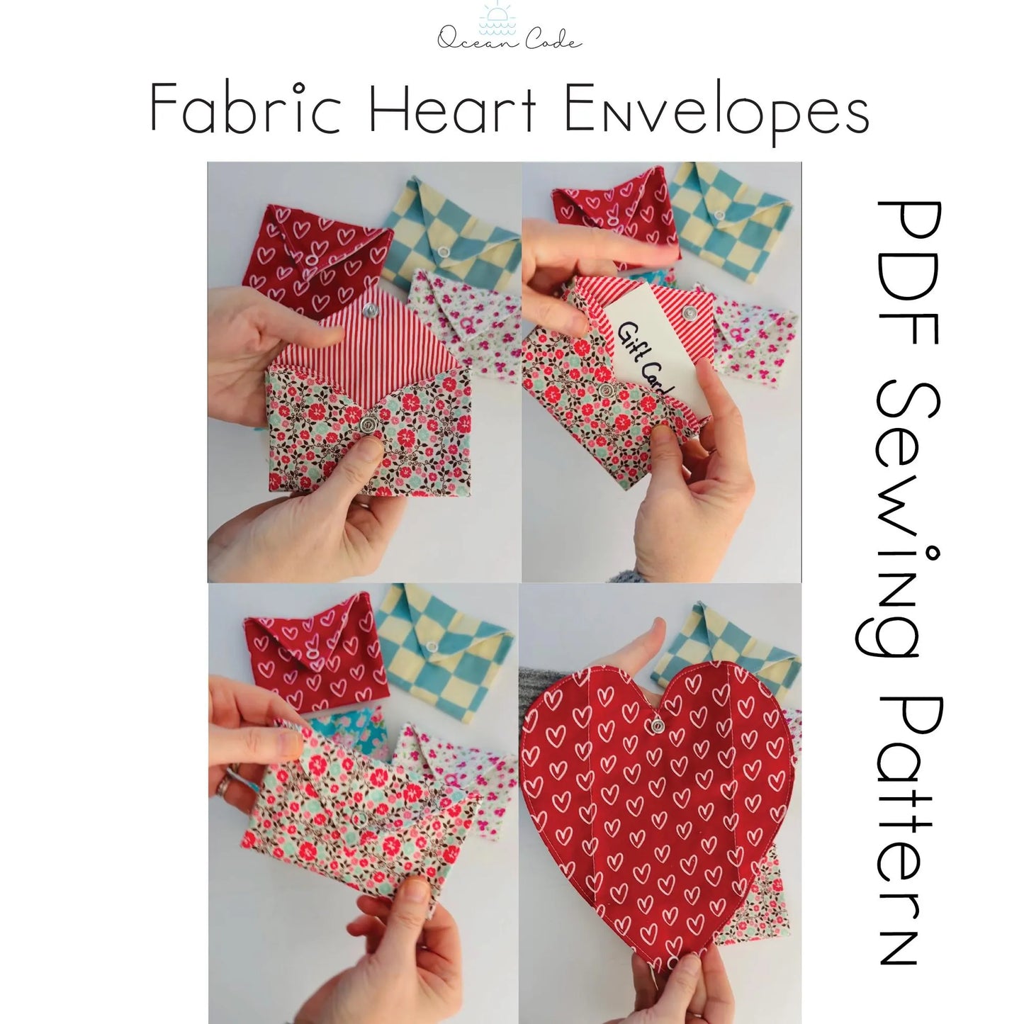 Fabric Heart Envelope - Valentine's Love Note - PDF Digital Sewing Pattern