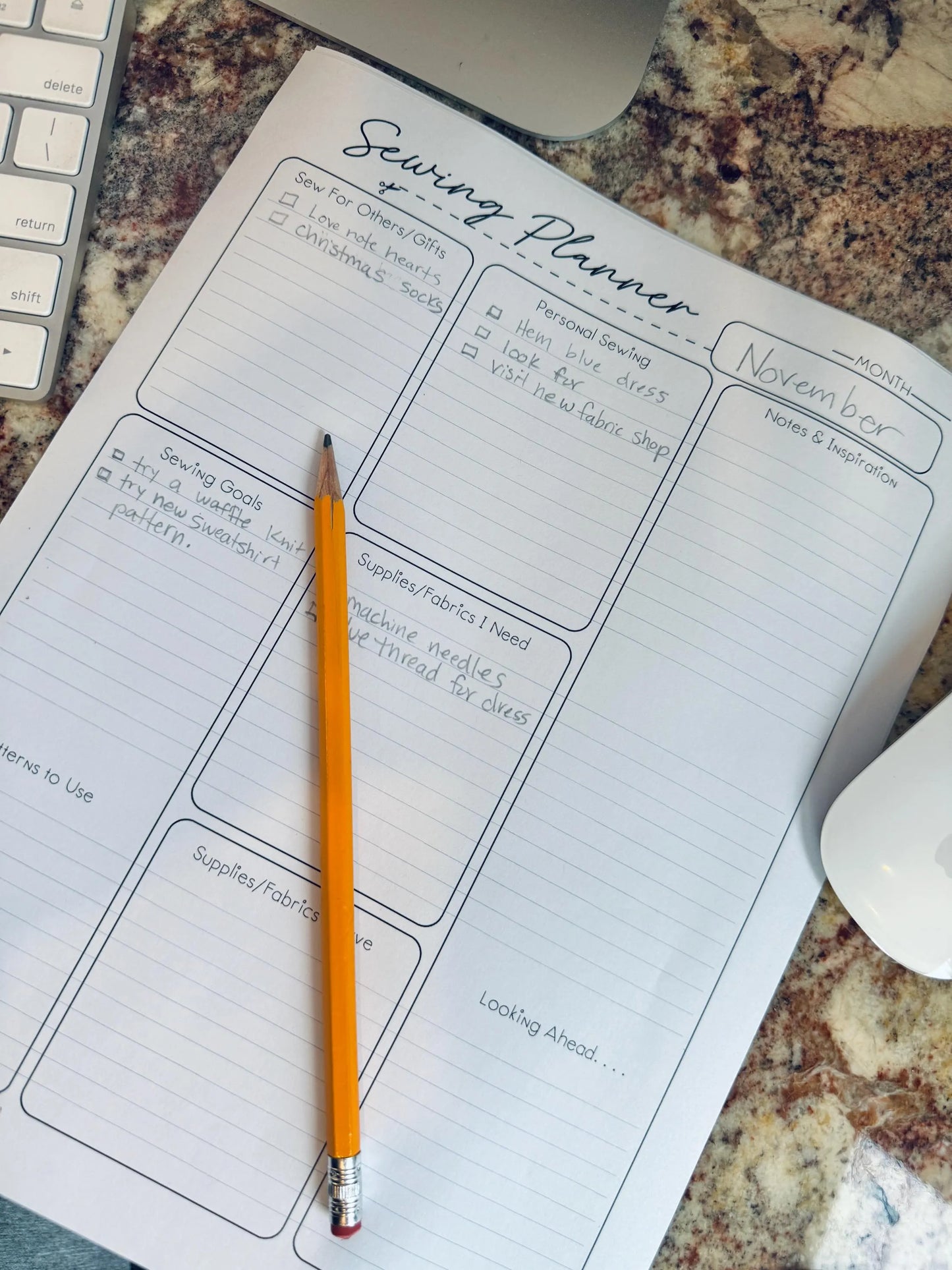 Sewing Planner Pages PDF instant download