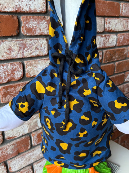 28" Goose Hoodie Cheetah Animal Print - Navy and Yellow