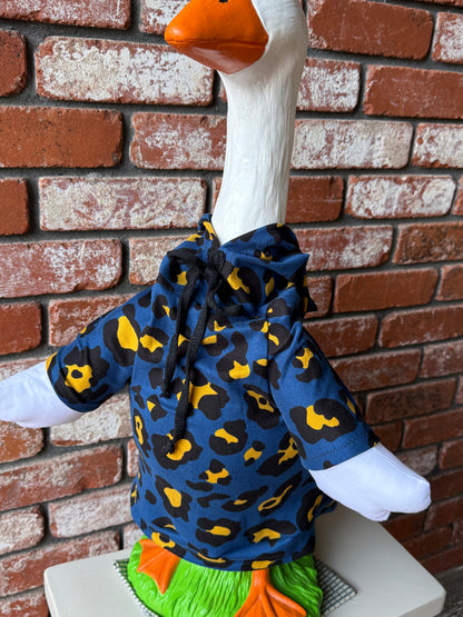 28" Goose Hoodie Cheetah Animal Print - Navy and Yellow