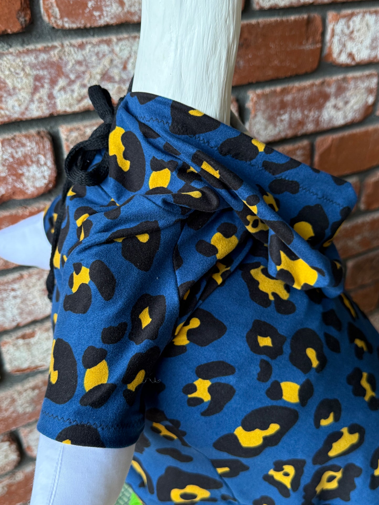 28" Goose Hoodie Cheetah Animal Print - Navy and Yellow