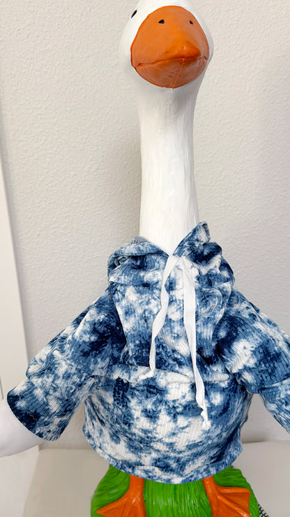 28" Goose Hoodie Blue and White Washed