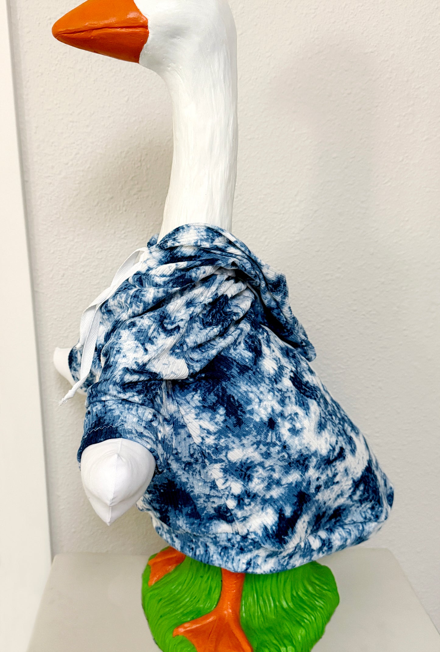 28" Goose Hoodie Blue and White Washed