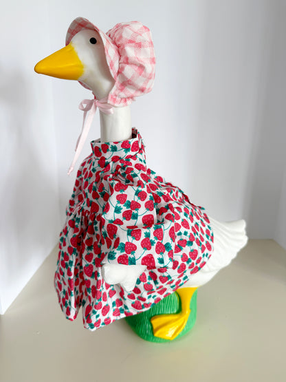17" Goose Strawberry Dress Bonnet and Apron