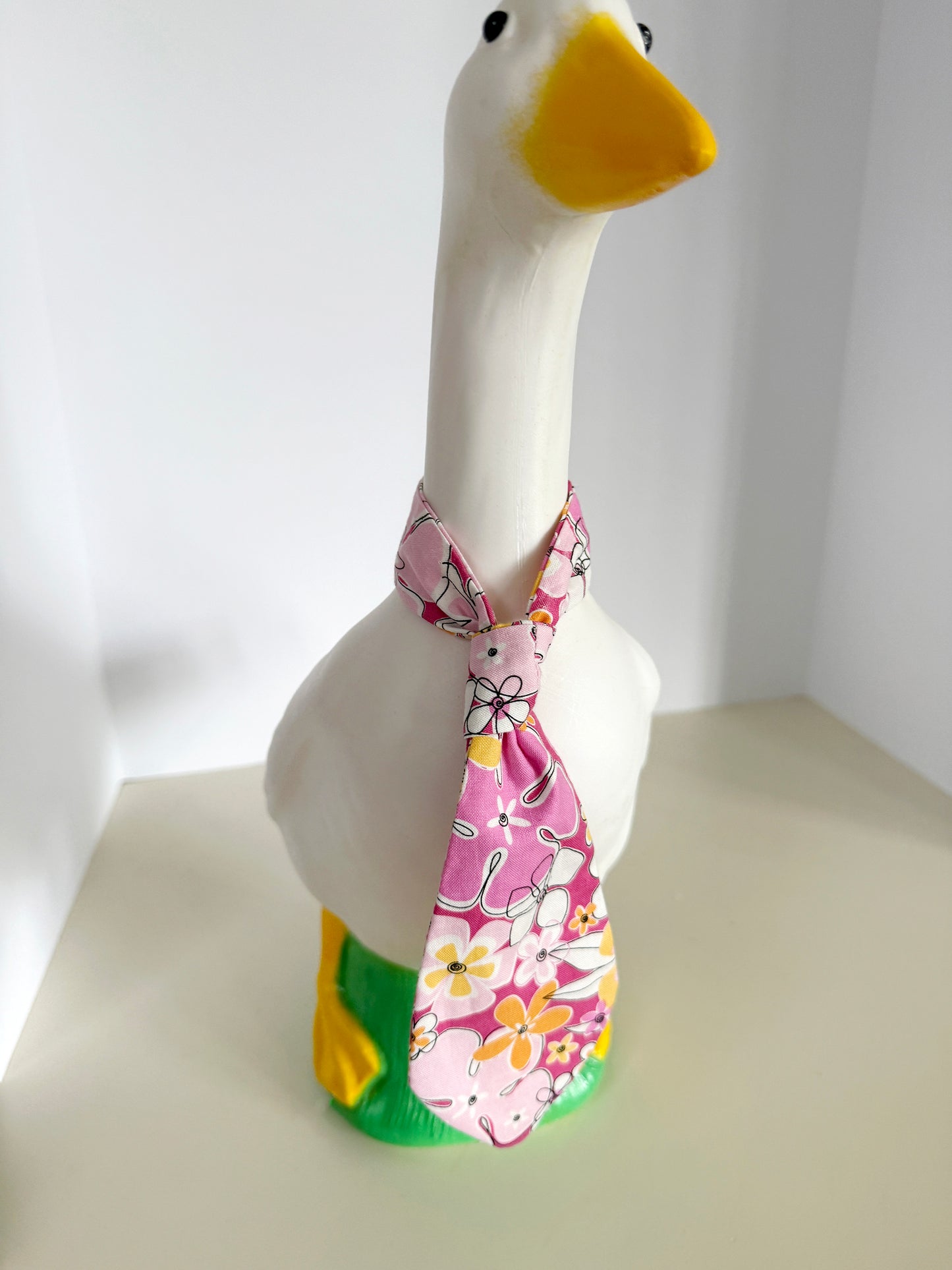 Goose Neck Tie Pink Tropical Floral