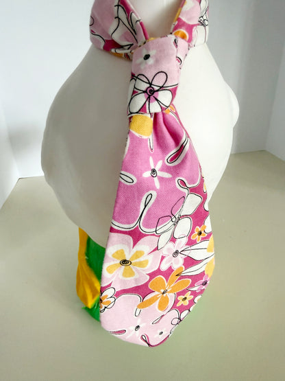 Goose Neck Tie Pink Tropical Floral