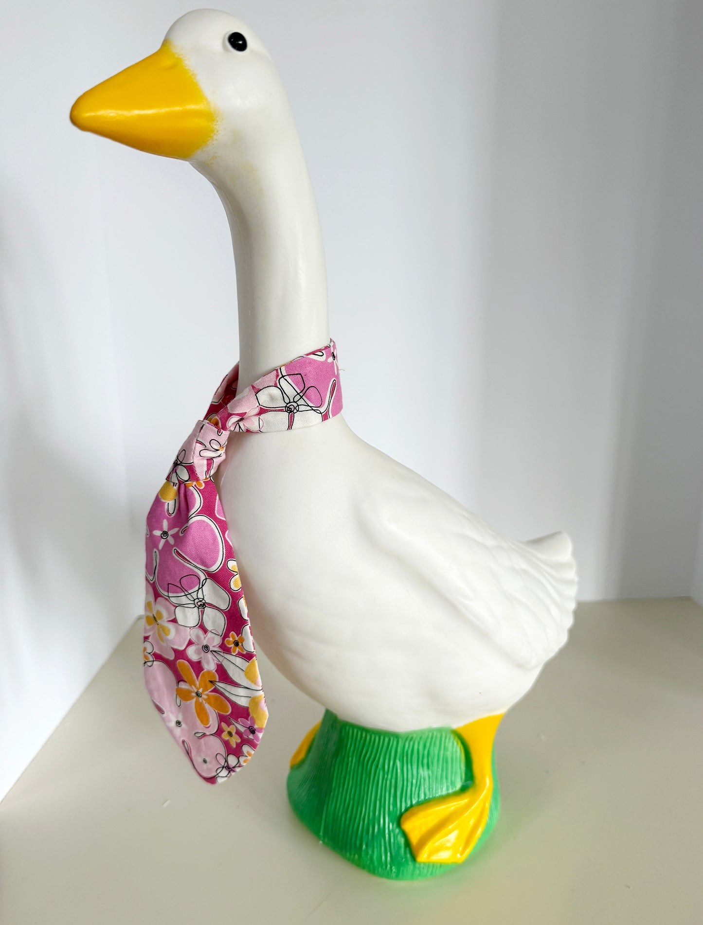 Goose Neck Tie Pink Tropical Floral