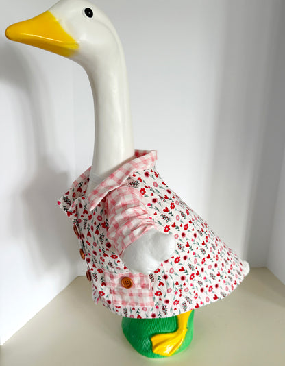 23" Goose Pink Check and Floral Button Up Shirt