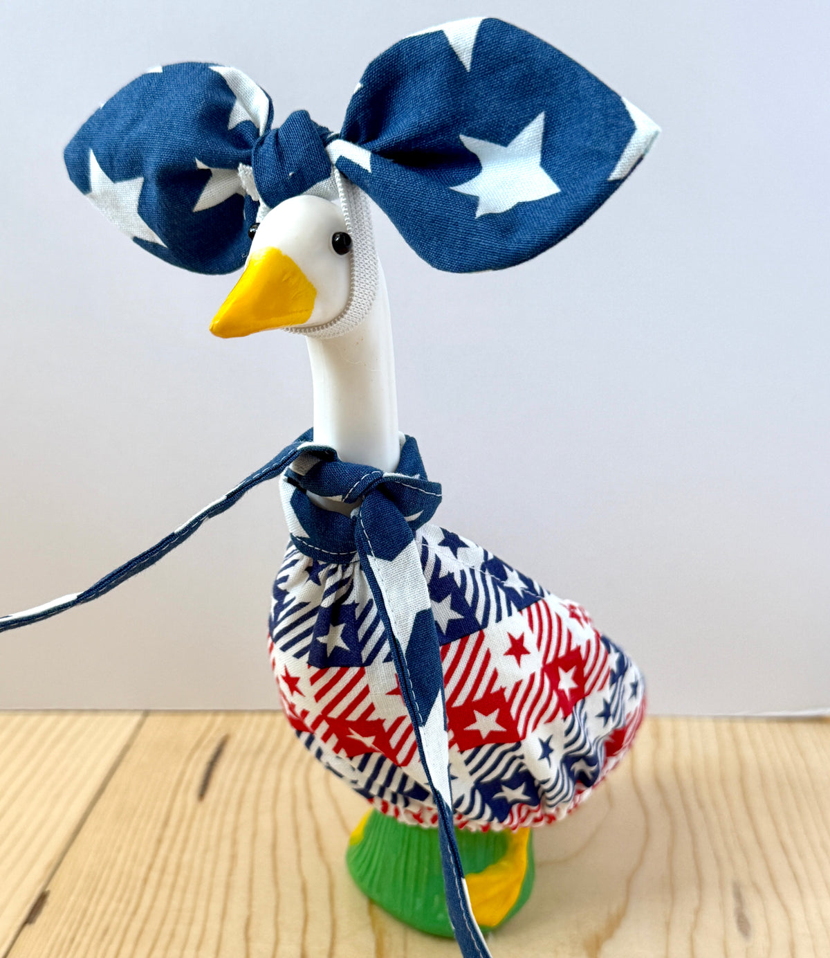 7" Desk Goose Patriotic Dress and Bow
