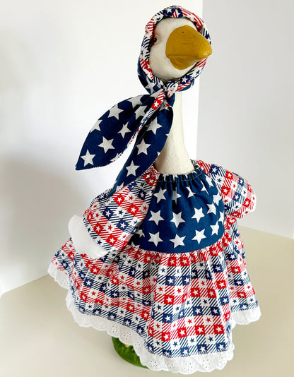 23" Goose Patriotic Dress and Head Scarf