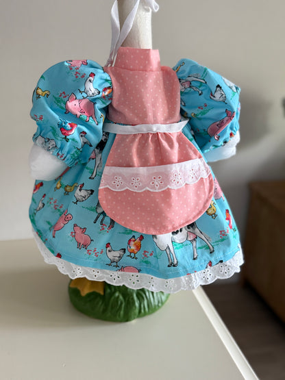 Choose size. Goose Dress and Bonnet, Apron Farm Animal