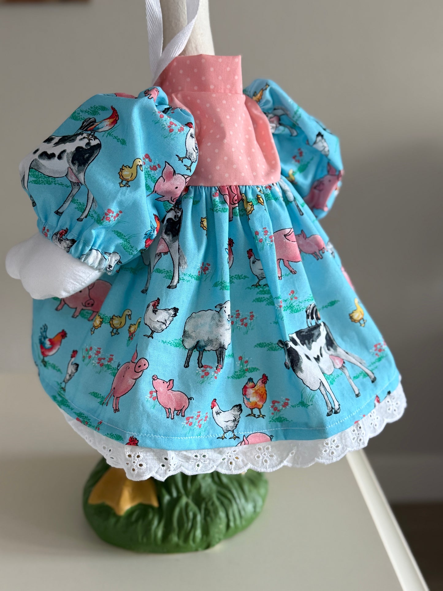 Choose size. Goose Dress and Bonnet, Apron Farm Animal