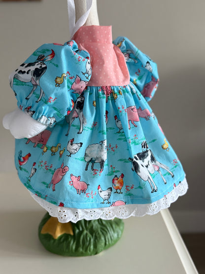 Choose size. Goose Dress and Bonnet, Apron Farm Animal