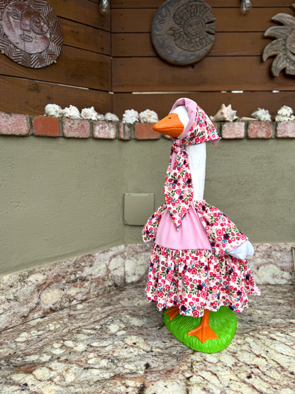 28" Goose pink floral knit Dress and Head Scarf