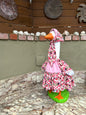 28" Goose pink floral knit Dress and Head Scarf