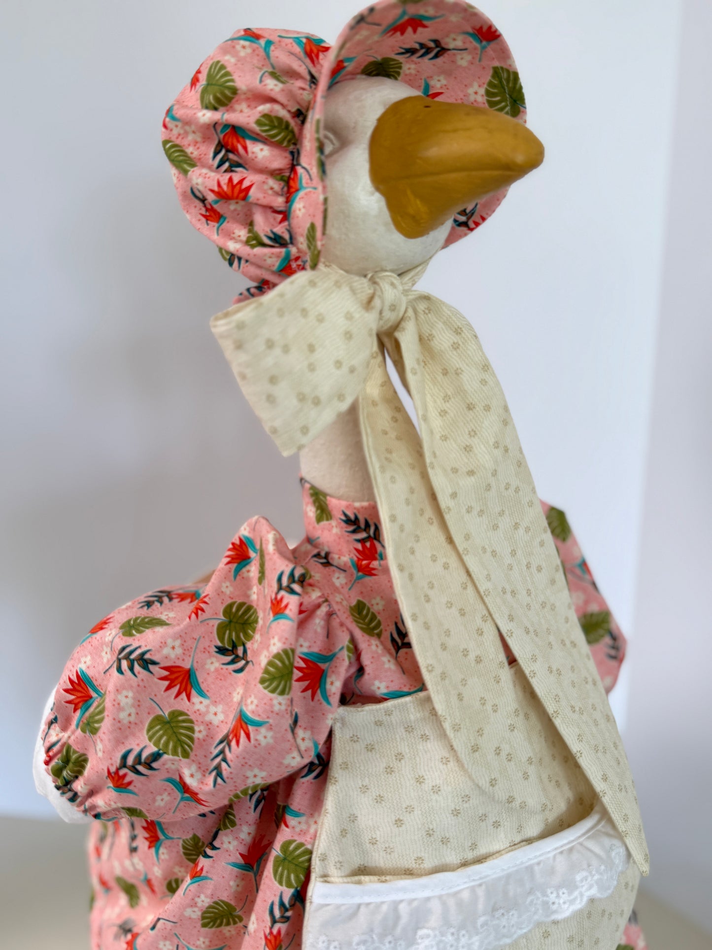 23” Goose Dress and Bonnet, Apron and Big Bow