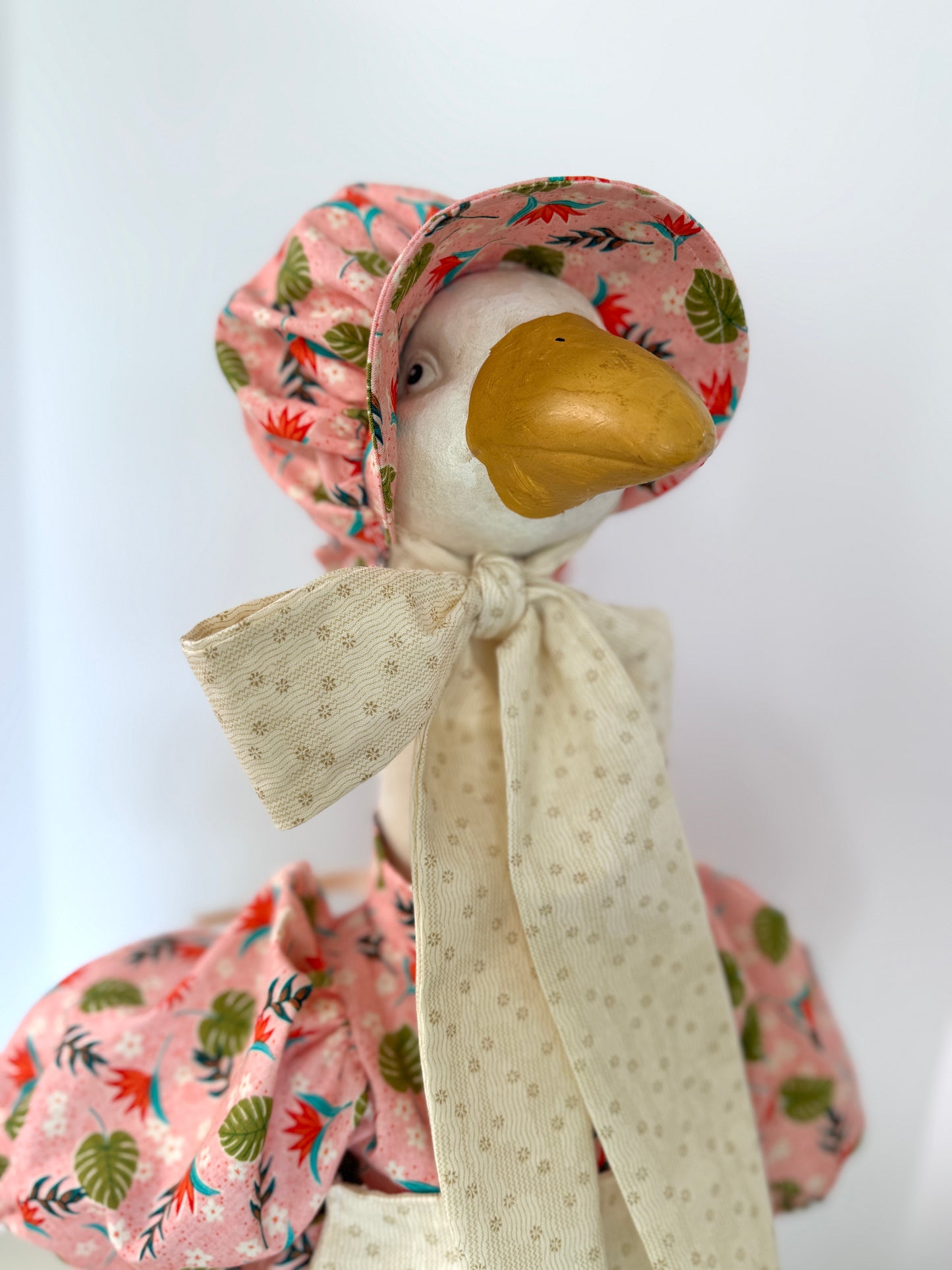 23” Goose Dress and Bonnet, Apron and Big Bow