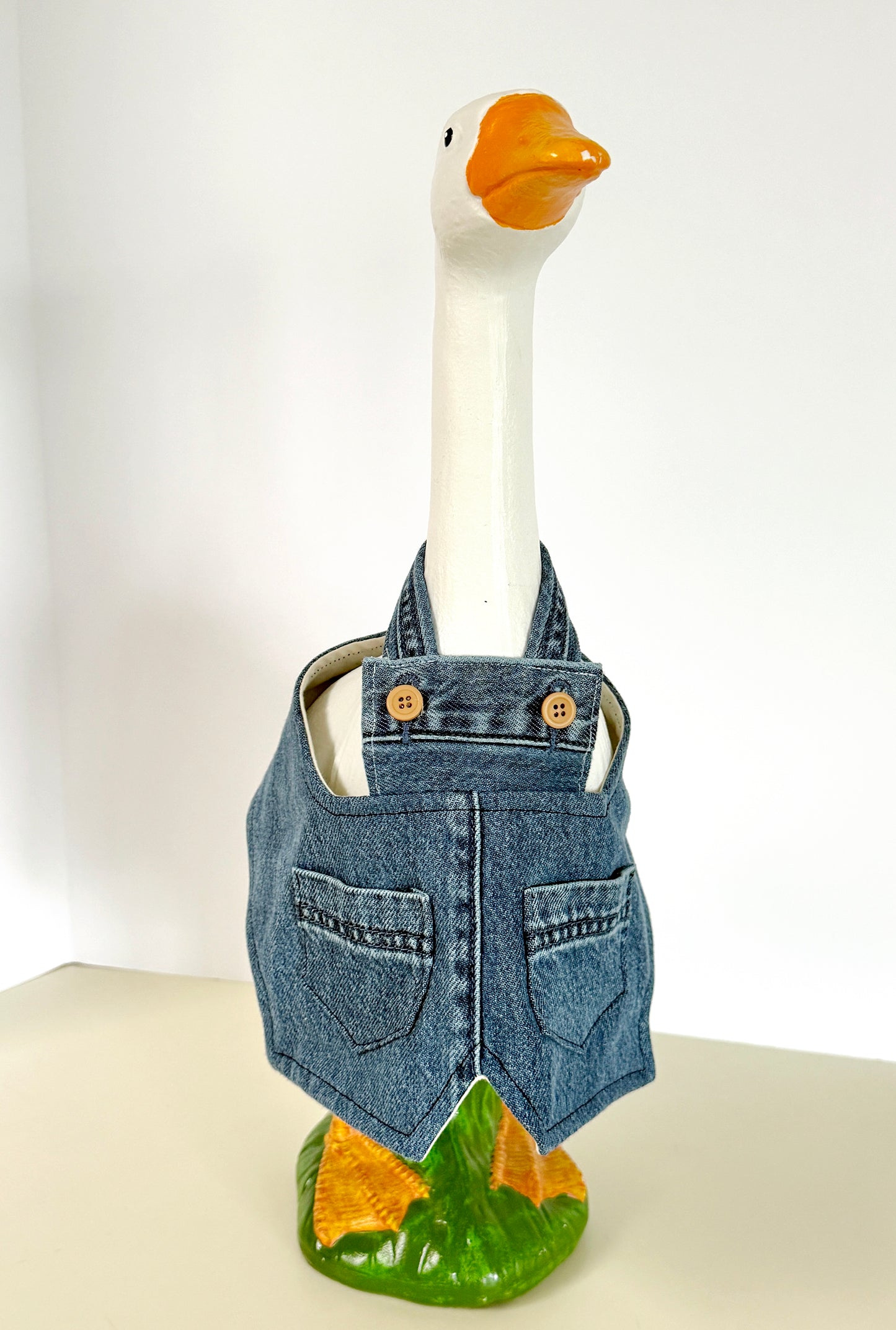 17" or 19" " Goose Overalls Denim Upcycled