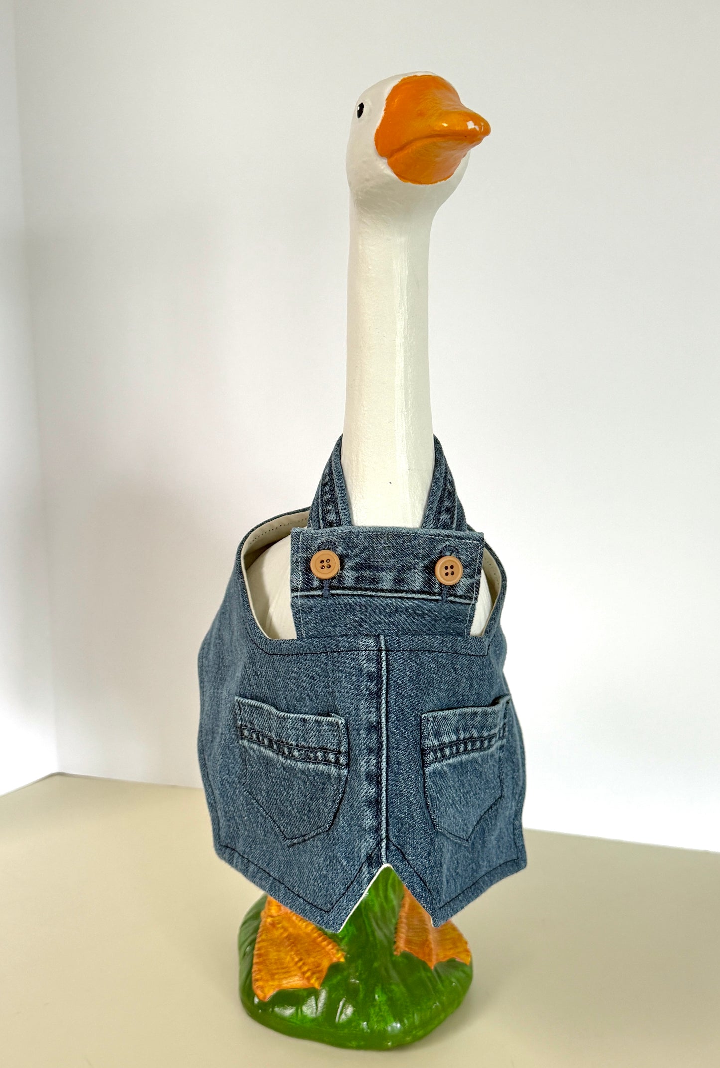 17" or 19" " Goose Overalls Denim Upcycled