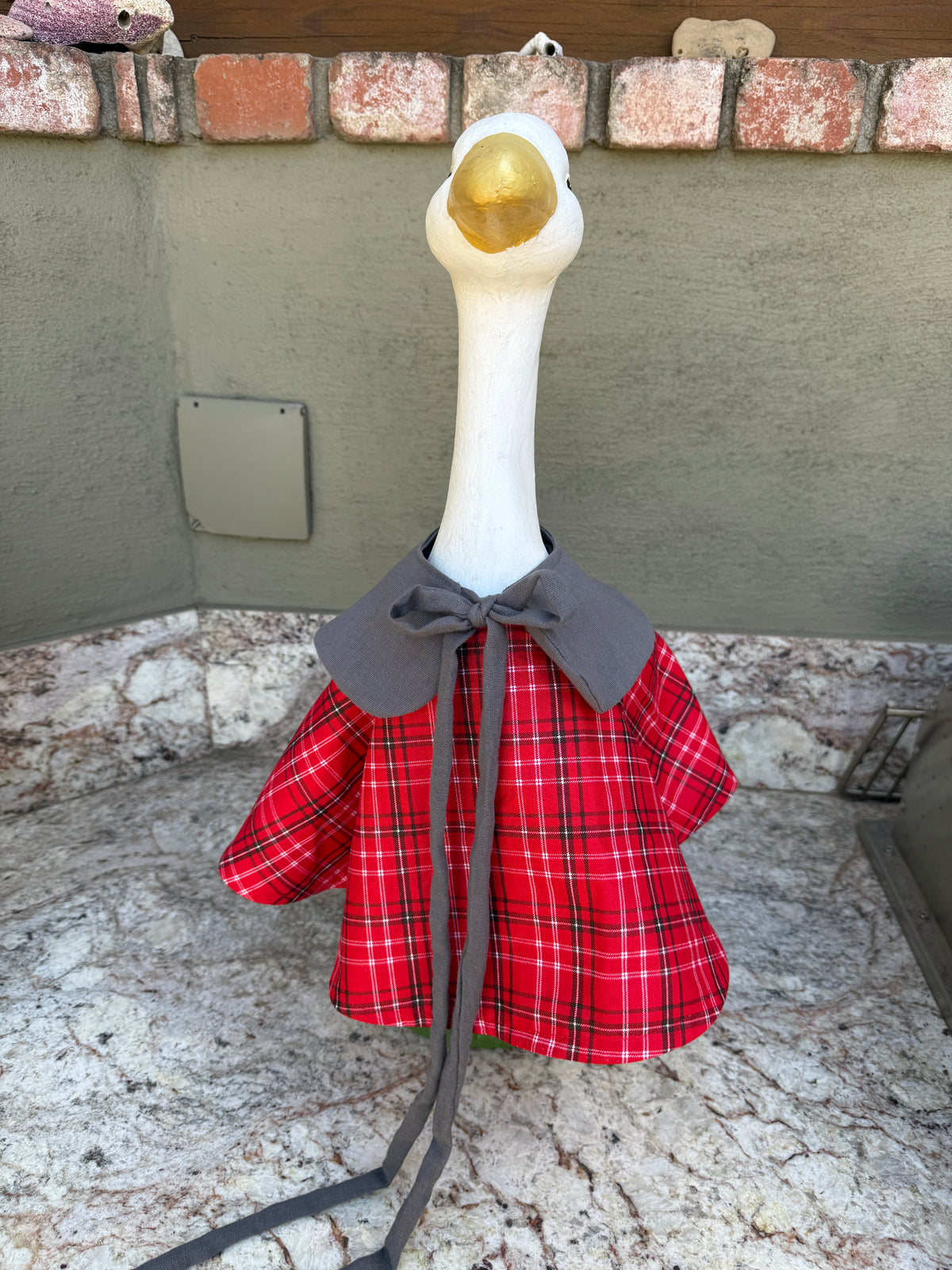 23" SET of 2 matching red plaid outfits Porch Goose