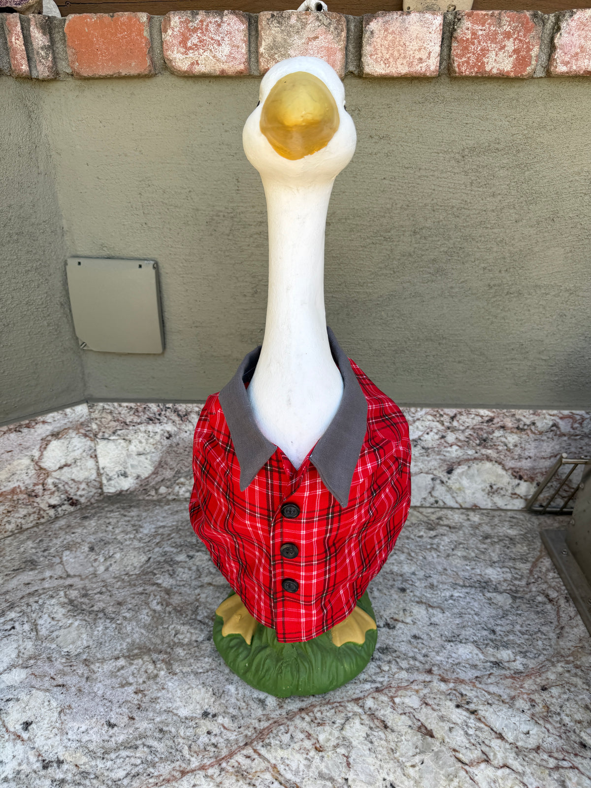 23" SET of 2 matching red plaid outfits Porch Goose