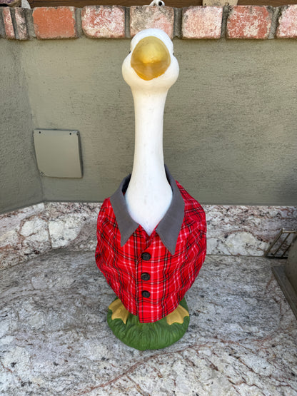 23" SET of 2 matching red plaid outfits Porch Goose