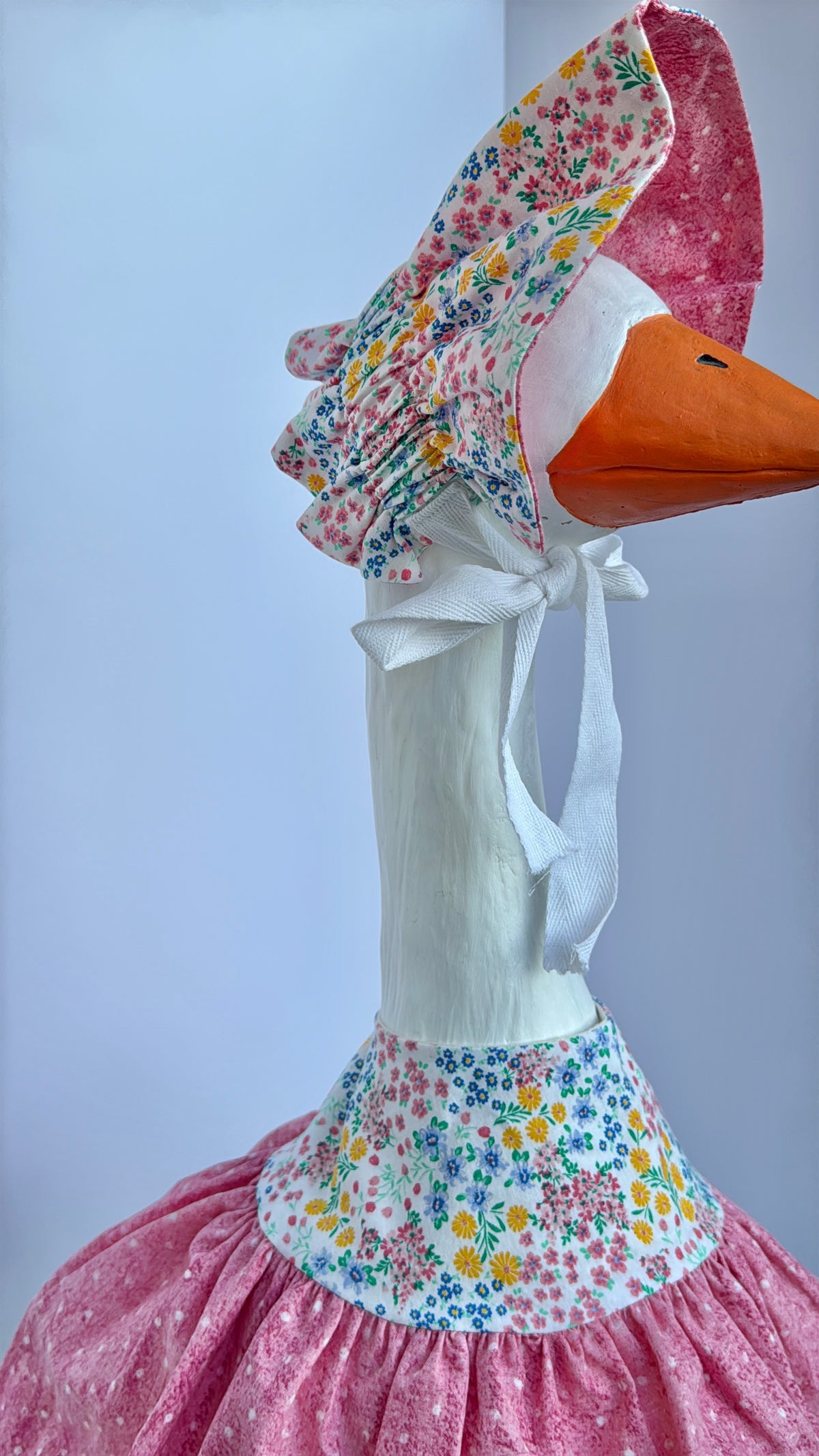 28”  pink and floral dress & bonnet- porch goose