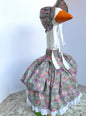 28” Grey and floral dress and bonnet - porch goose