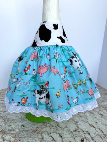 28”  Cow and farm print dress- porch goose