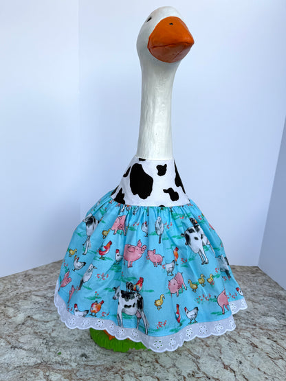28”  Cow and farm print dress- porch goose