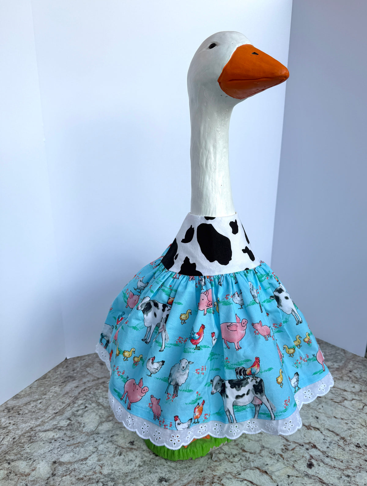 28”  Cow and farm print dress- porch goose