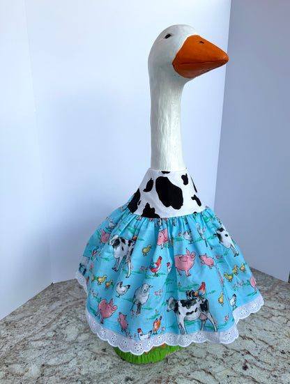 28”  Cow and farm print dress- porch goose