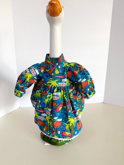 17-21"  Beach Tropical Print Dress Porch Goose