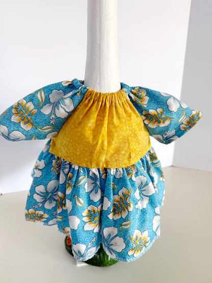 17-21"   Hawaiian print dress with yellow Porch Goose