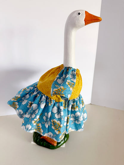 17-21"   Hawaiian print dress with yellow Porch Goose