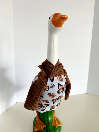17-21"  Butterfly and brown hoodie Porch Goose