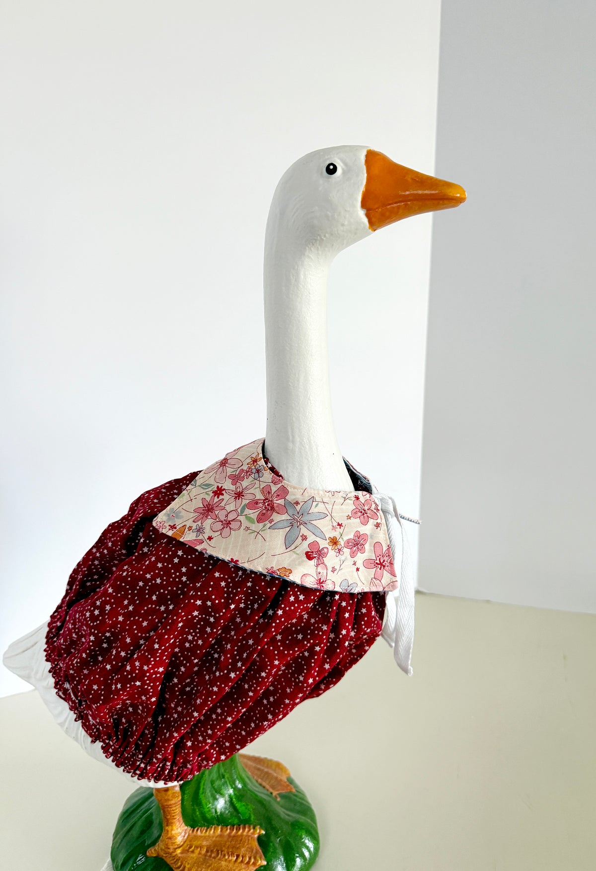 17-21"  Red Cinched Dress with reversible collar Porch Goose
