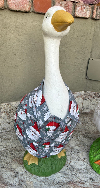 28” Santa collared shirt - porch goose