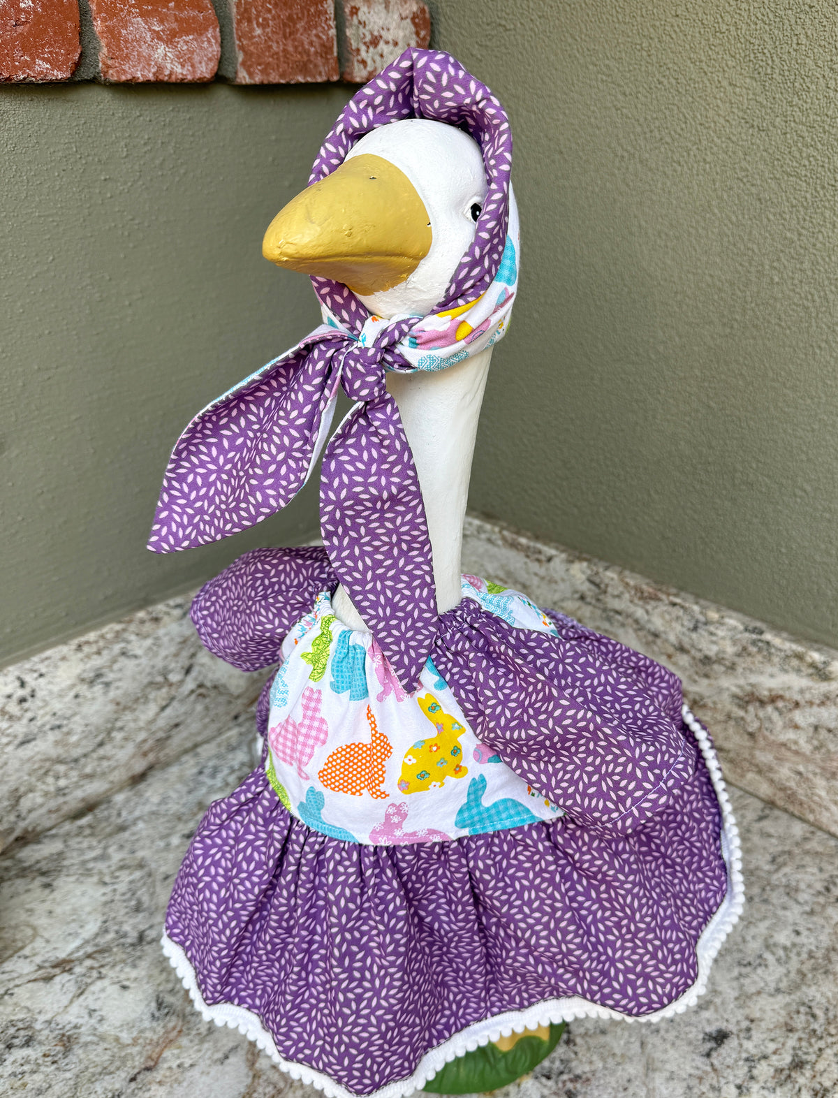 23" Easter Dress with Head Scarf Porch Goose