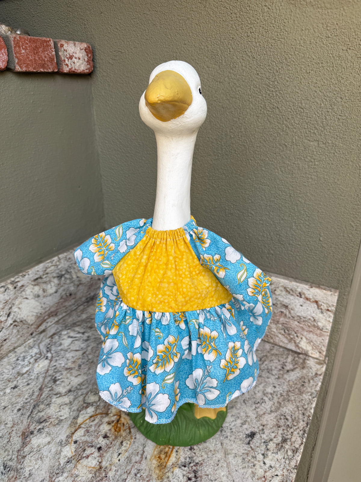 23"  Hawaiian print and yellow Lucy Dress -Porch Goose