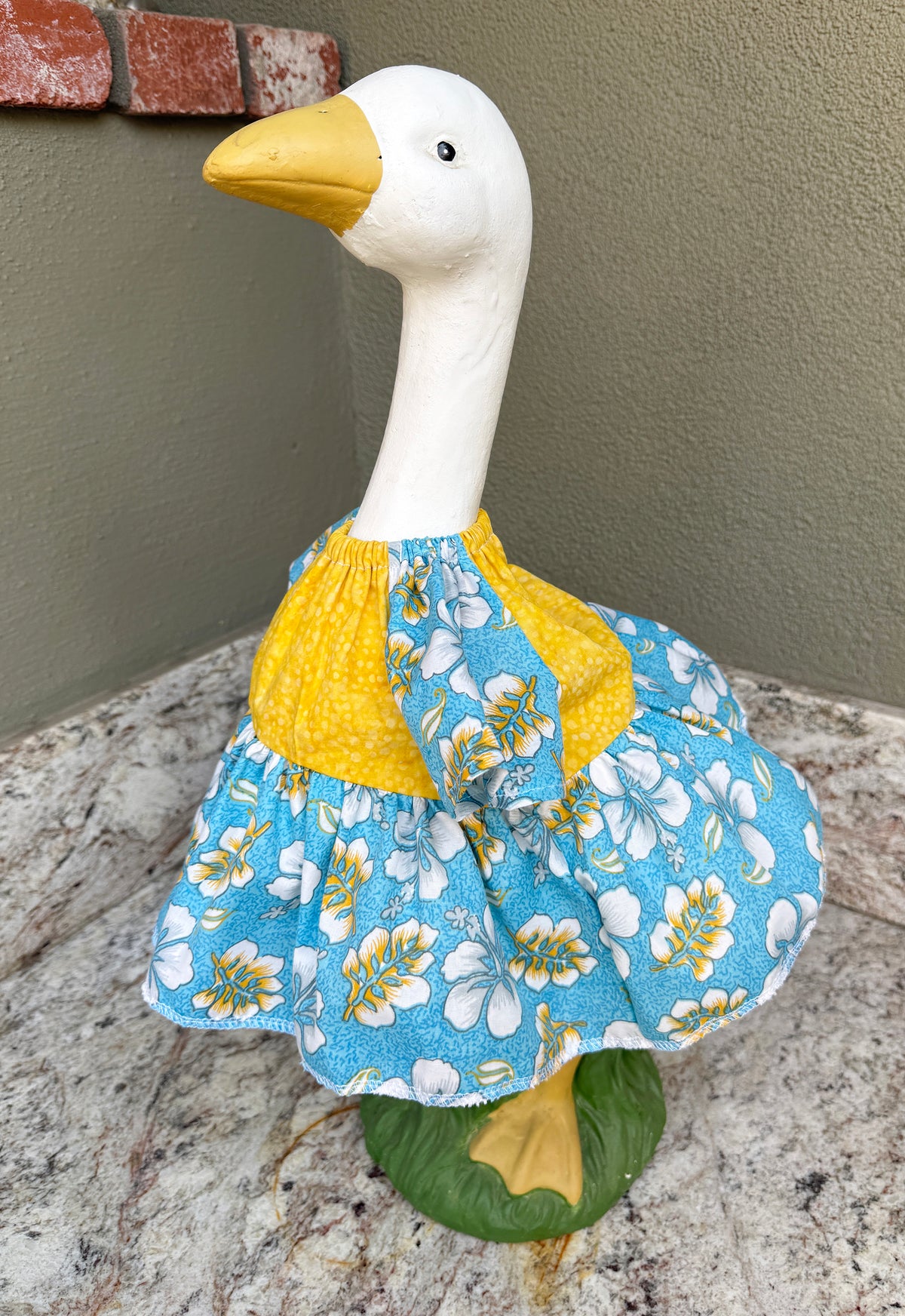 23"  Hawaiian print and yellow Lucy Dress -Porch Goose
