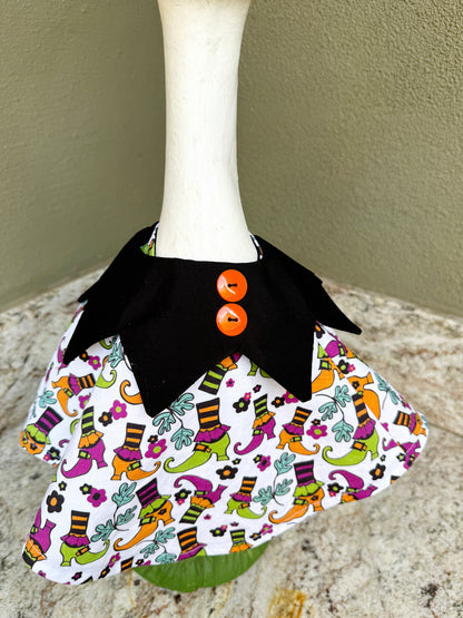 23"   Halloween Witch print dress with black collar -Porch Goose