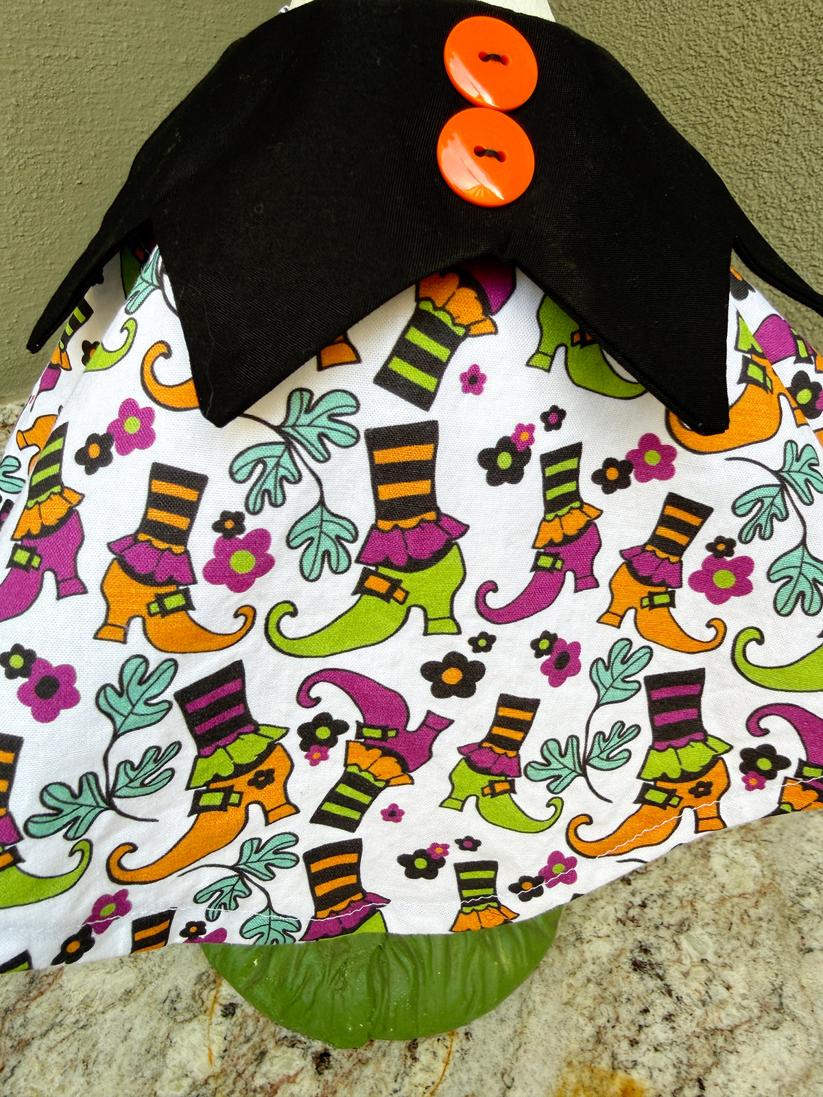23"   Halloween Witch print dress with black collar -Porch Goose