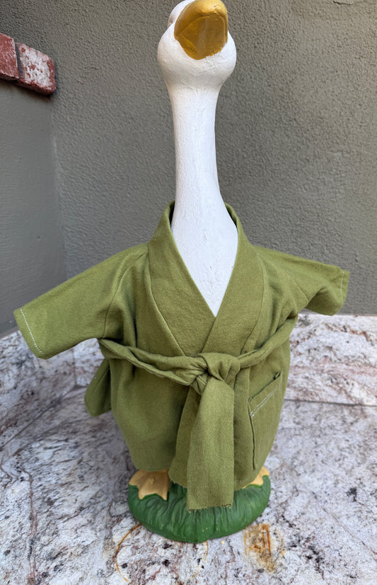 23"  Green flannel bathrobe - Porch Goose