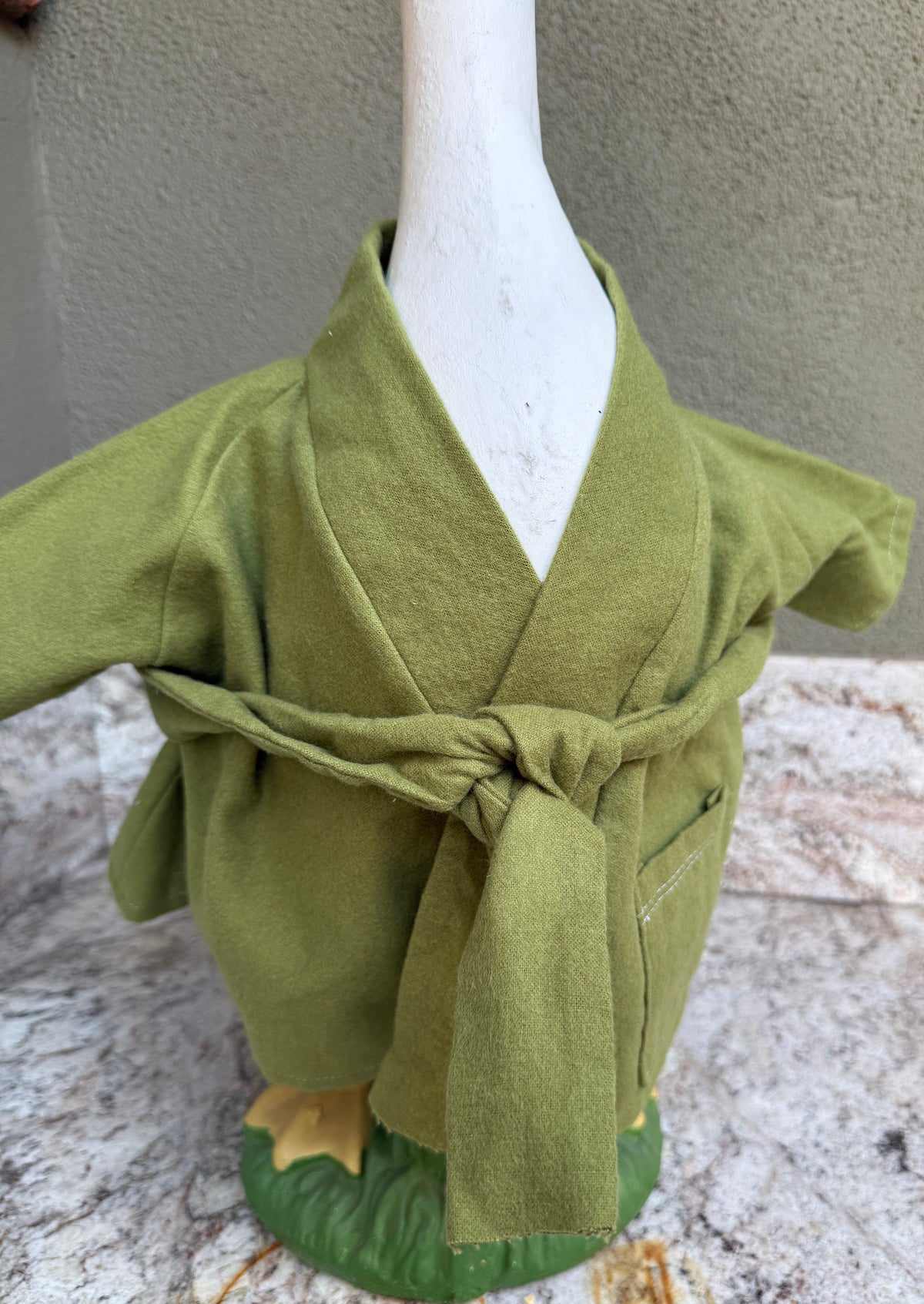 23"  Green flannel bathrobe - Porch Goose